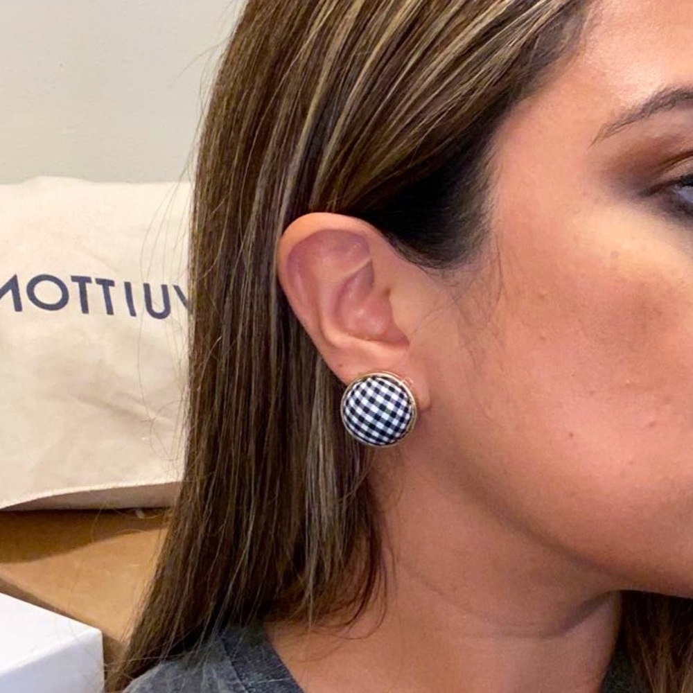 Gingham stud earrings